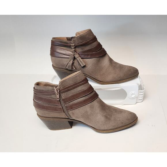 LifeStride Women's Paloma Ankle Bootie Brown Side Zip Block Heel Boots Size 7.5M - Picture 12 of 15